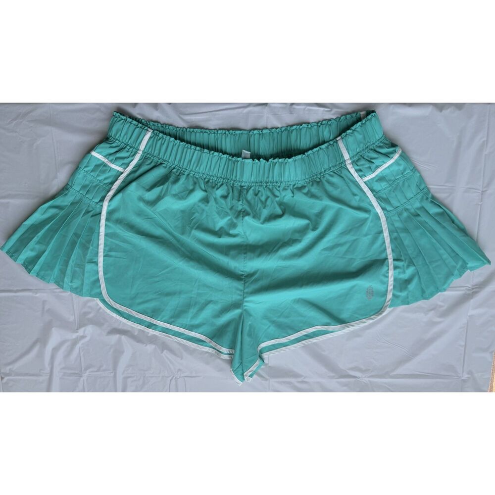 Free People Movement Running Shorts XL Pleated Side Panels Dolphin Hem Teal